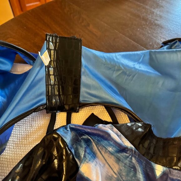 Deadly Dragon Kids Costume Black Blue scales Mask Tail Wings Halloween Boys 8-10 - Picture 5 of 7